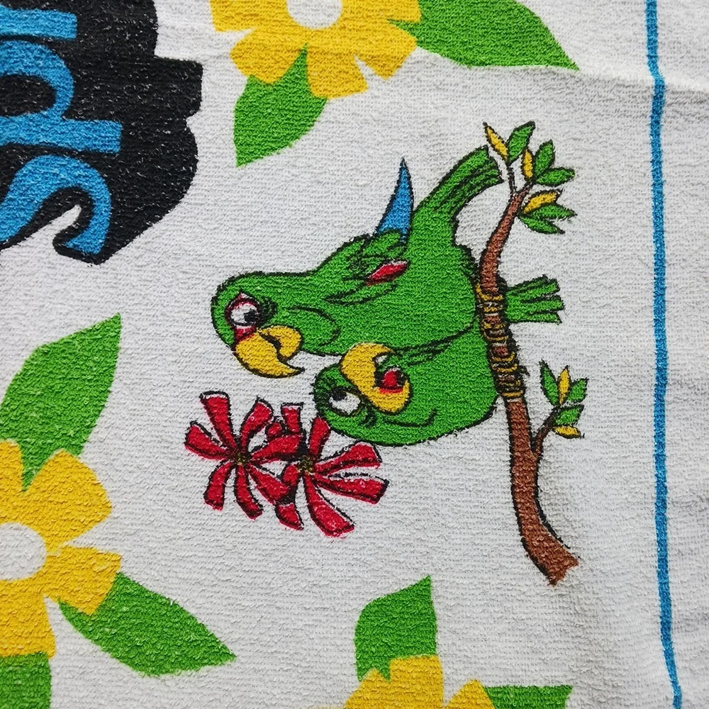 Florida Silver Springs Floral & Animal Beach Towel in White and Yellow